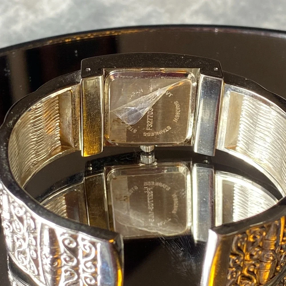 Avon Cuff Watch Antiqued Textured Quartz, With Original Box